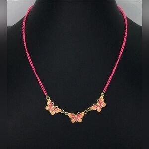 Stella & Dot Pink Butterfly Chain Necklace 14"